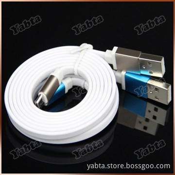 Custom Laser Logo 1M Aluminum Micro USB Cable, Flat 5 Pin Micro USB Data Charging Cable For Samsung